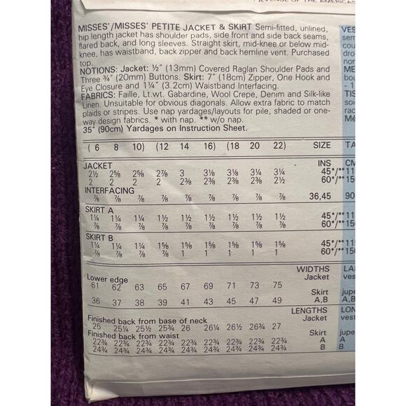 butterick 5949 sewing pattern blazer peplum 1980s size 6 8 10 - Picture 7 of 9